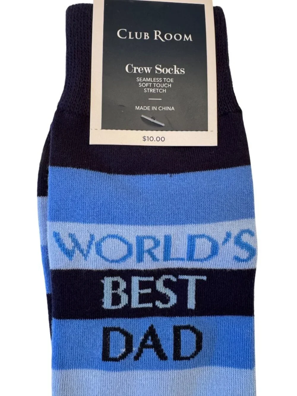 Club Room Crew Socks “ World’s Best Dad” NWT Blue  Father's Day